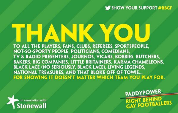 stonewalluk's tweet photo. To the football clubs who felt they didn't have enough notice to lace up... Same time next year? #RBGF http://t.co/PQZgc4aeCk