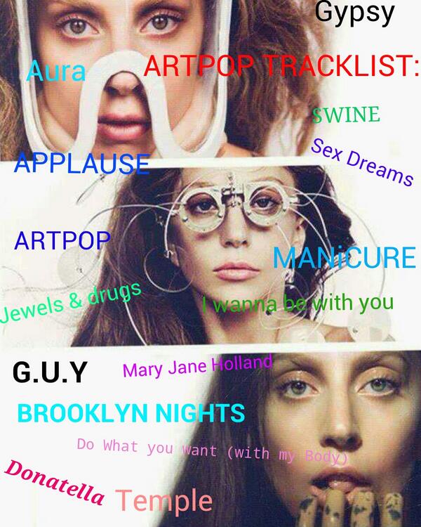 DailyGagaUpdats's tweet image. Exclusive for you Little Monsters the ARTPOP TRACKLIST!! RT