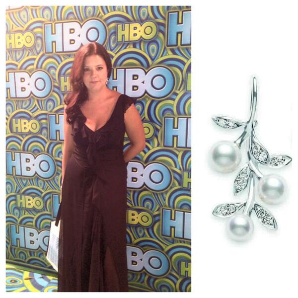 Mikimoto_US's tweet photo. @HBO producer @stephanielaing sparkled in @Mikimoto_US pearl at the #HBOEmmyNight afterparty! #VeepHBO #Mikomoto http://t.co/VRtAgJePR9