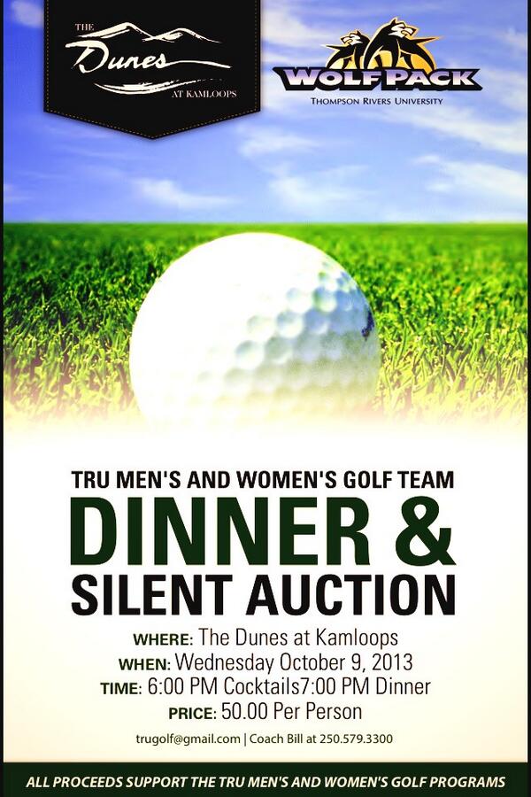 Come out at support your WolfPack!! Gourmet buffet dinner, the best auction prizes incl. golf at over 20 courses