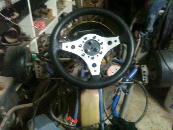 MuskDavid's tweet image. Steering wheel boss made for the go kart