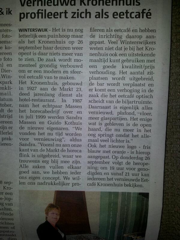 hetKronenhuis's tweet photo. Super blij met dit stuk van de krant http://t.co/KCr8vMzrh7