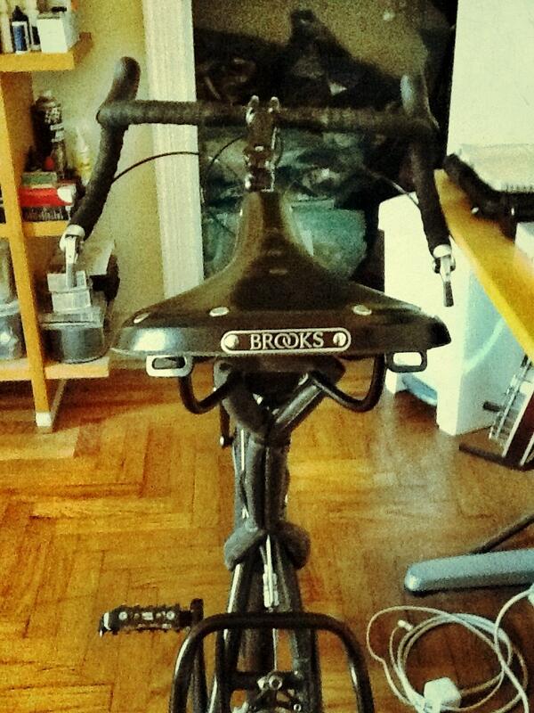 escapebklyn's tweet photo. Pulled the trigger on a Brooks saddle.  Apparently lots of maintenance.  And slippery at first! http://t.co/UcGz3D5nNV