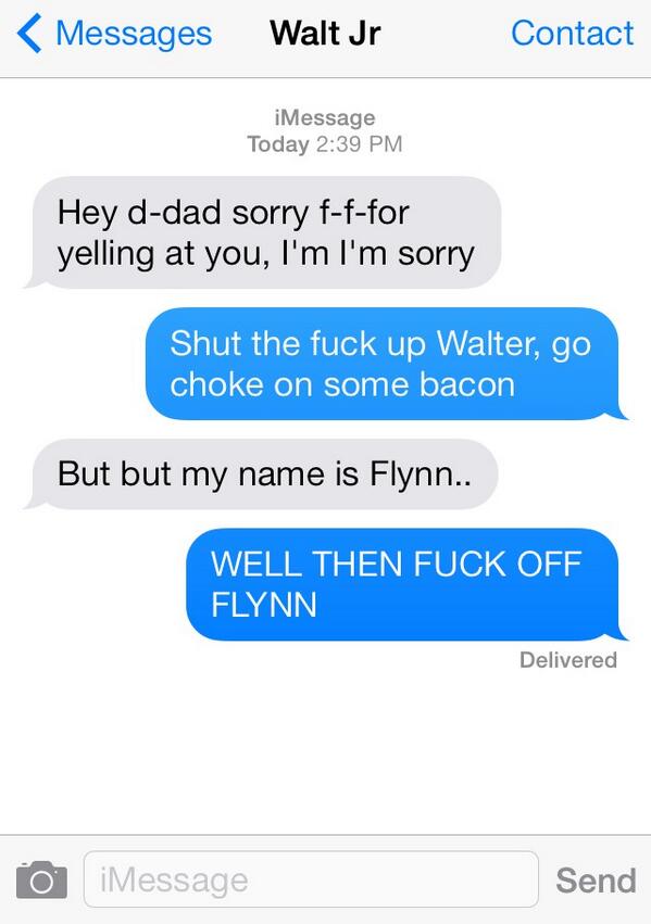 Heisenberg_Real's tweet photo. Yeah I'm definitely sending Flynn to Belize. http://t.co/oWaAB7ySVs