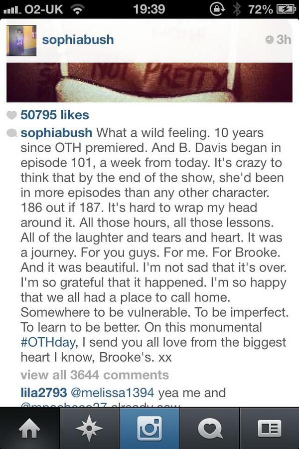 Lucas3Scott's tweet photo. Sophia "Brooke Davis" Bush! <3 http://t.co/48sdTZz7Mc