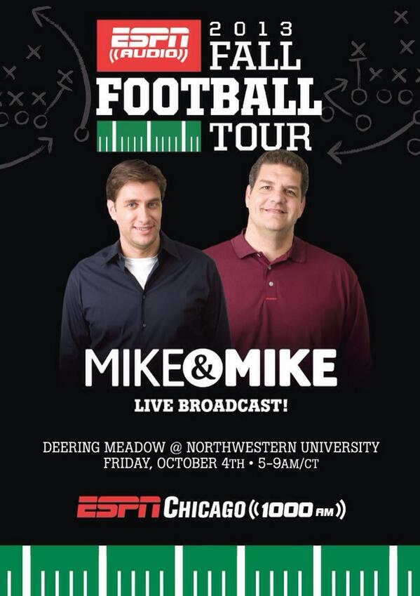 Espngreeny's tweet photo. Hey Chicago, this is going to be awesome. 
#Northwestern @NUFBFamily @NU_Sports @coachfitz51 http://t.co/I23tcXsmOO