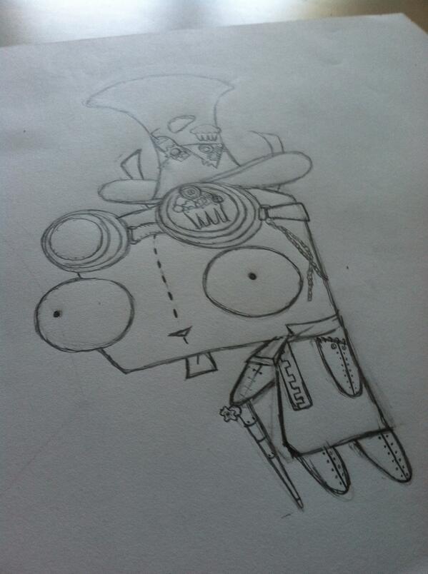 Neon_Chick16's tweet photo. What i drew ^~^ #Steampunk #gir #awesome #me http://t.co/e8RWnP9KDL