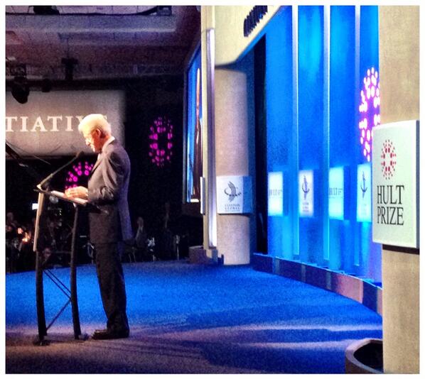 President Clinton enters, the crowd stands. <a href="/hultprize/">Hult Prize</a> <a href="/ClintonGlobal/">Clinton Global Initiative</a> @Hult_Biz  #cgi2013 #hp13