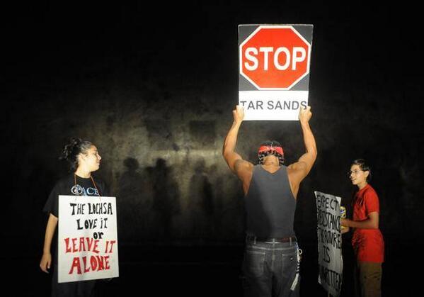 WildIdahoRT's tweet image. Oneida Nation member protests #megaload carrying #TarSands equipment through Nez Perce land, via Spokesman-Review