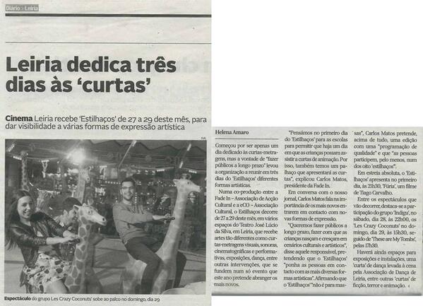 ESTILHAÇOS NA IMPRENSA! #Festival #CurtasMetragens #Leiria