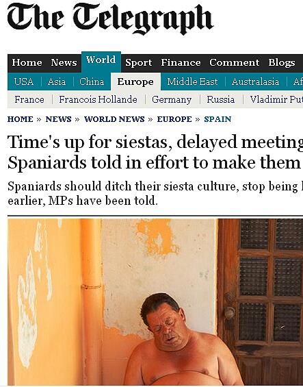 A3Noticias's tweet photo. The Telegraph insta a España a "abandonar la cultura de las siesta" para salir de la crisis http://t.co/LoUywF8OrB http://t.co/mkRxcgl8YA