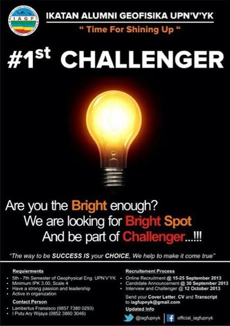 Nah seru kan ayo ayo di serbu yang ngerasa semester 5 - 7 dan punya strong passion join us #challenger