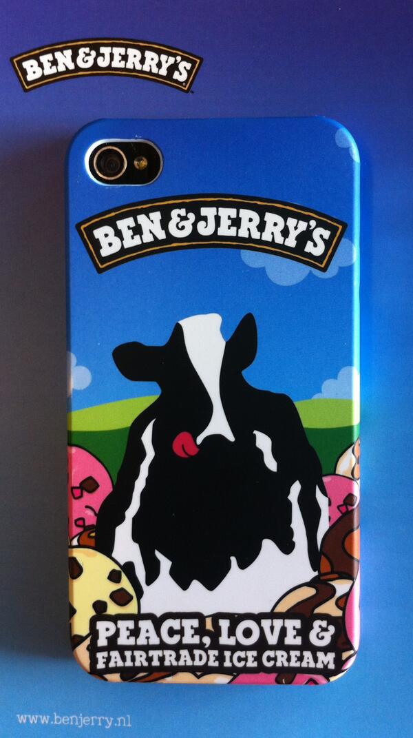 BenJerrysNL's tweet photo. Retweet en #win dit onwijs koe-le Ben &amp; Jerry's iPhone 4 hoesje! We kiezen elke week 10 winnaars! http://t.co/1aPoMeejSE