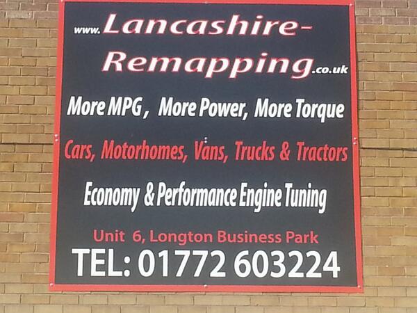 LancashireRemap's tweet image. Managed to find time to put our new sign up at the unit. #engineremapping #moreMPG #savefuel