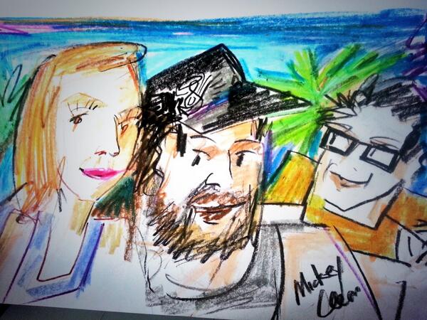 touchmyawesome's tweet image. The famous @MeetMickeyClean drew us and he even caught the @SandSNOLA logo atop my hat.