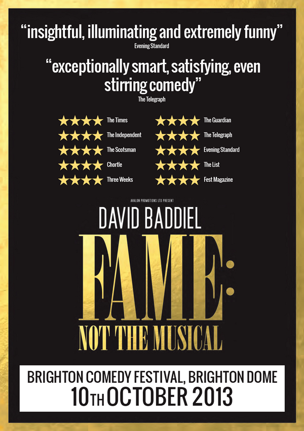 AvalonComedy's tweet image. Next month @Baddiel brings his critically acclaimed FAME: Not The Musical to @BrightonComedy. brightoncomedyfestival.com/event.php?id=65