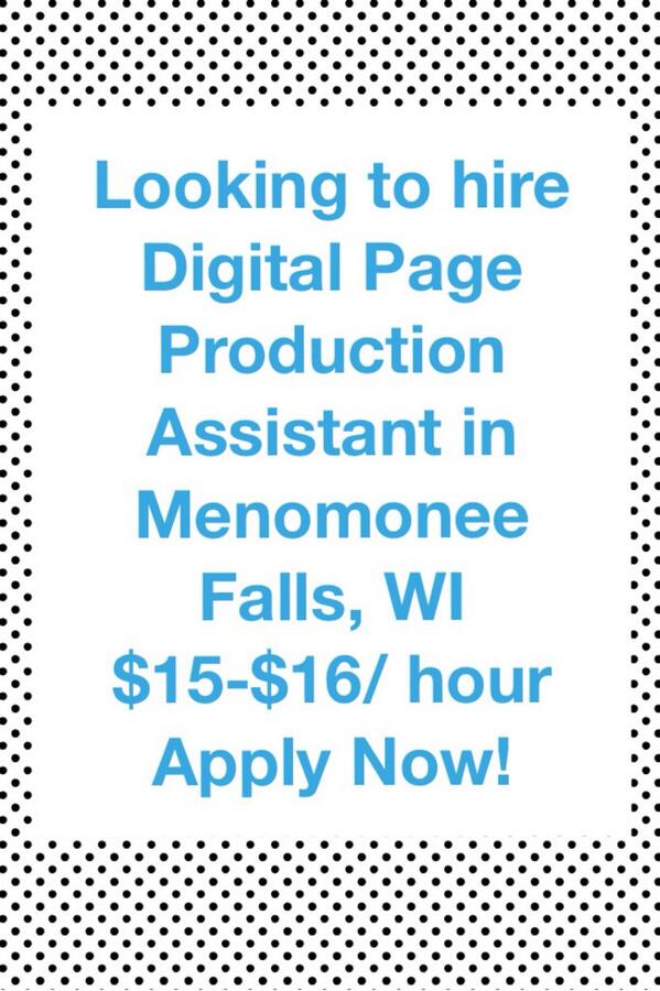#applynow sharon.rodarmel@manpower.com #jobopportunity #wi #pageproduction