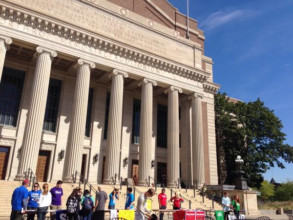 Registering voters in the sun on campus at <a href="/UMNews/">University of Minnesota</a> today for @CelebrateNVRD