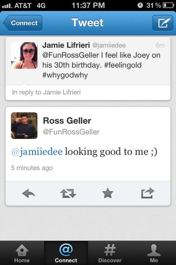 jamiiedee's tweet image. @FunRossGeller I feel like Joey on his 30th birthday. #whygodwhy 😜😉#oneyearlater #firstreply