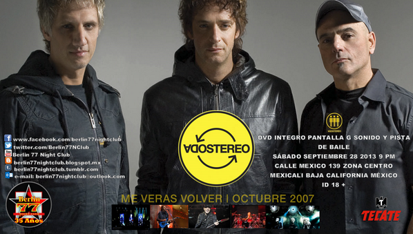 Berlin77NClub's tweet photo. Este Sábado 28 un concierto que pasó a la historia como el mejor del Rock en Español... http://t.co/C8VIRq27Hv