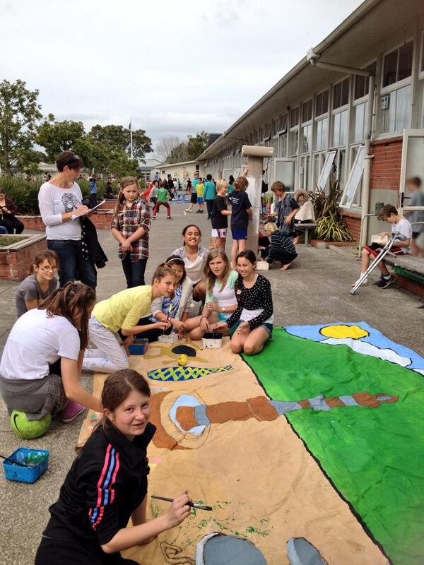 StThomasKohi's tweet photo. Syndicate 1 children are busily preparing the backdrops for our production Download Now. http://t.co/8UfS3jsSag