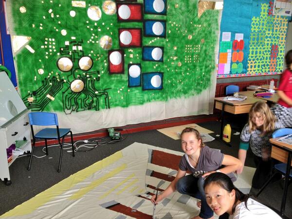 StThomasKohi's tweet photo. Two more of our backdrops. 100% child made! They're looking amazing.... http://t.co/x0Q8Uxb9Hm
