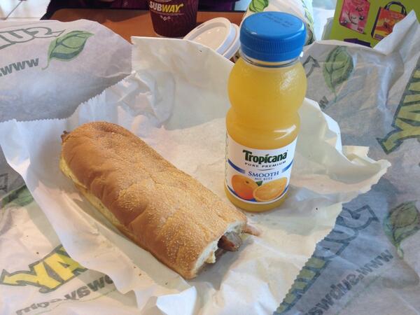 callumsfood's tweet photo. Mega Melt &amp; tropicana @SUBWAY Dalkeith, ace! http://t.co/D2mjKzvFmN