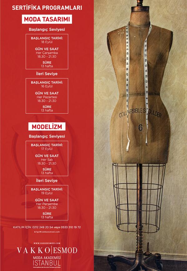 Vakko Esmod kısa dönem Moda Tasarımı ve Modelizm sertifika programlarımız başlıyor!