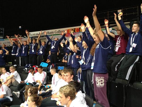 YMCA while watching wheelchair basketball.