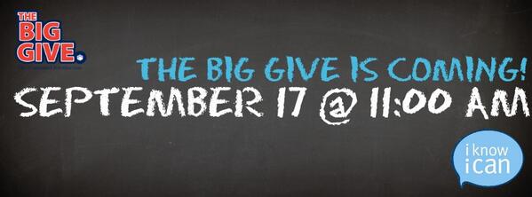 IKIC1's tweet photo. Ready for THE BIG GIVE on Sept 17 - 18? Learn more: http://t.co/MAvGKFBCXo  #TCFBigGive #IKnowICan http://t.co/Xt4JukuznI