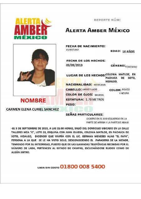Ratn12's tweet photo. Difunde por favor #AlertaAmber  CARMEN ELENA CURIEL SANCHEZ desaparecida en #Hidalgo http://t.co/VMEJVzcyNe http://t.co/7tglC0p2NO