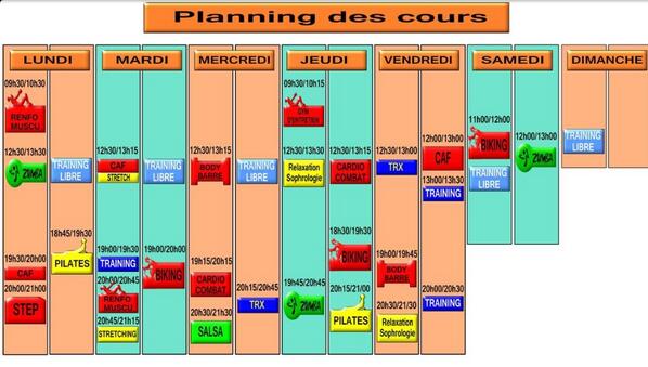 BodeguitaFitnes's tweet photo. Voici le planning de la rentrée. #fitness #remiseenforme #sport #SteGen #ClubDeSport #Muscu #Salsa #Zumba http://t.co/I0n2Ozrhmm
