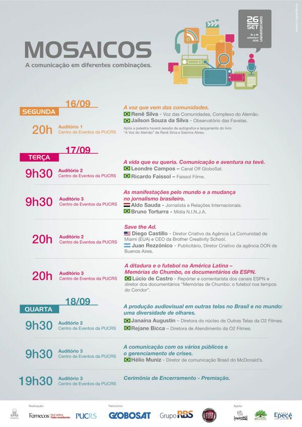 GabrielCorrea's tweet image. RT @eusoufamecos: A programação do 26º SET Universitário está imperdível. Confira: bit.ly/17bGkN0 #vemproSET