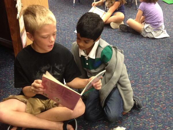 MissSmithOPE's tweet photo. Great time partner reading with Mrs. Fisher's kindergarten! Reading is knowledge; knowledge is power! http://t.co/taYNQIhGsu