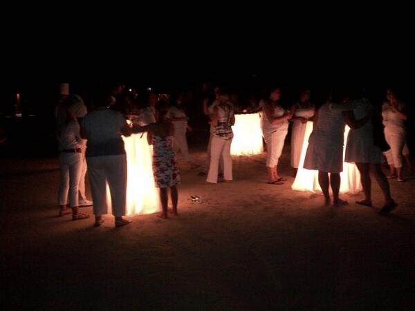 brownbudda's tweet photo. AAA and Travel Impressions at #BeachesNegril @BeachesResorts dinner on the beach at Stew fish http://t.co/TsuYYPjGcS