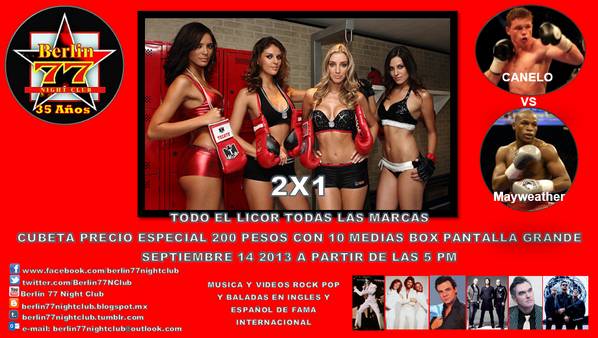 Berlin77NClub's tweet photo. Mañana BOX en vivo, en el Bar de más tradición y exclusivo de Mexicali desde Diciembre de 1977. http://t.co/kjjGMY0vuJ