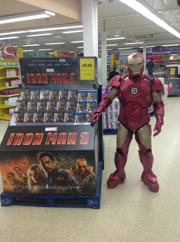el51oct's tweet photo. @nickallen_tesco Steve as Iron Man promoting the latest Marvel film http://t.co/ERK4J1BxJb