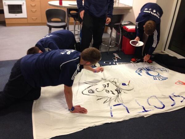And the boys painting flags