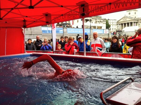 swimbikerungb's tweet photo. Come try out the #EndlessPools in Triathlon Square for @WorldTriLondon Live Site! #LiveTRI #TrafalgarSquare http://t.co/oubP13N6y9