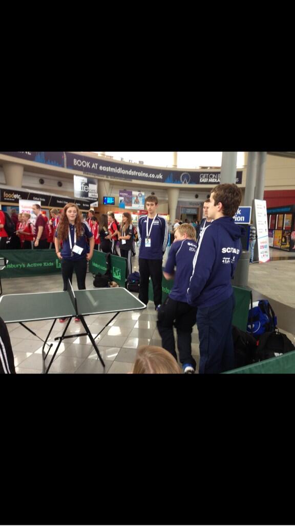 Scotland south and  east playing table tennis..........