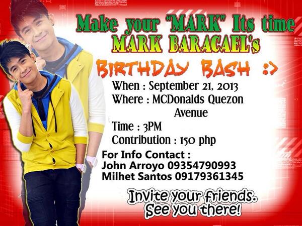 Mark23Baracael's tweet photo. Labs punta po kayo sa birthday bash ko sa Septeber 21 sa Mcdonalds Quezon Avenue 3pm http://t.co/pPtnqeYgcx