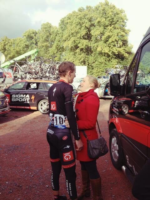 Nice congratulations from Mrs Greenwood after a tough day for <a href="/benjigreenwood/">Ben Greenwood</a> in the break #ToB13