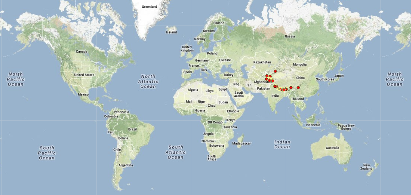 himalayan mountains world map