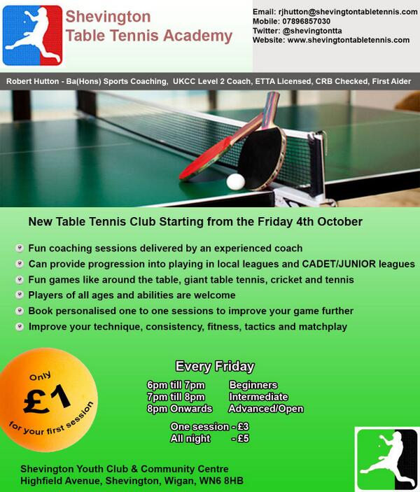 ShevingtonTTA's tweet photo. Table tennis coaching sessions starting soon! http://t.co/4RgSxNhwmE