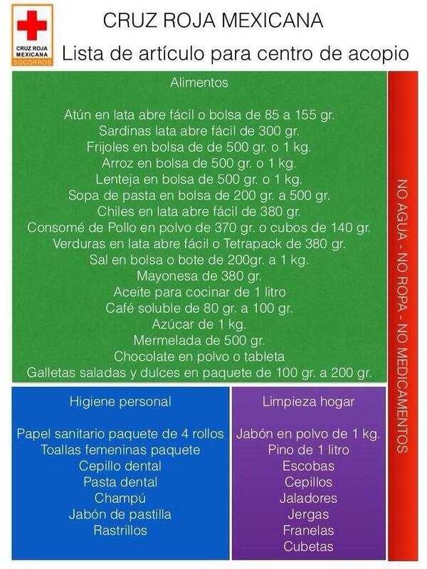 qtf's tweet photo. OJO: La Cruz Roja pide NO llevar medicina, agua o ropa. Aqui la lista de lo que si se necesita ► http://t.co/vs8fnZPQLi 
#Acapulco