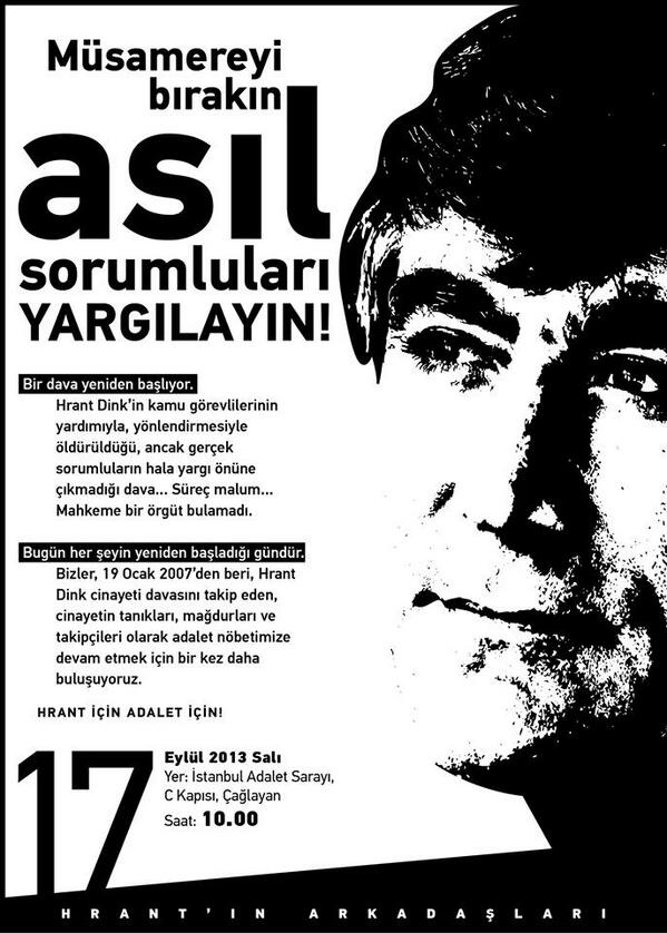 lambda_istanbul's tweet photo. Yarın (17 Eylül) saat 10:00'da Hrant İçin Adalet İçin Çağlayan Adliyesi C Kapısı'nda olacağız! http://t.co/QI0swjHIor