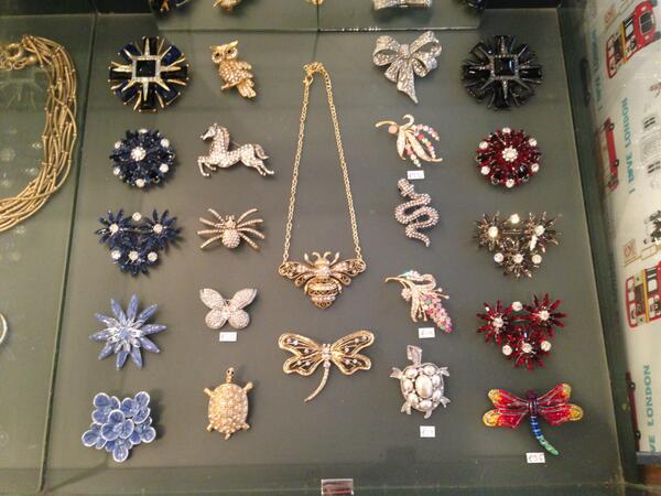 The new brooches have gone on display, featuring animals and flowers #owl #bee #dragonfly #snake #tortoise #brooches