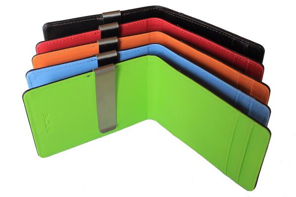This bifold leather wallet comes in 5 colors! Stainless steel money clip &amp; 3 credit card slots. Get yours now!
