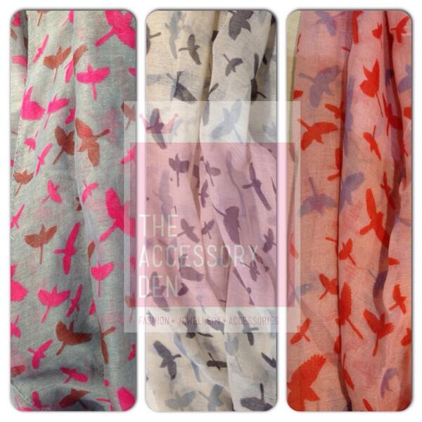 Bird print scarves! Available in 3 different colours! #scarf #scarves #accessory #musthave #theaccessoryden