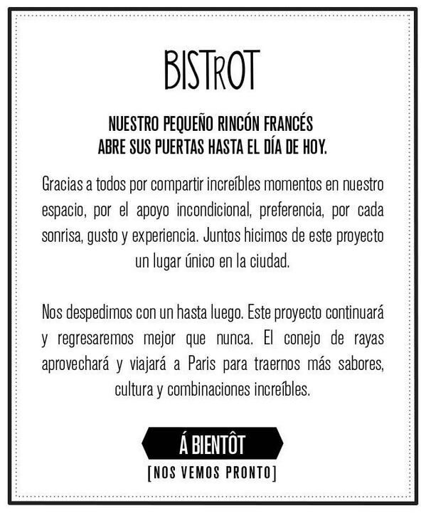 Ayer dimos una noticia importante, nuestro pequeño rincón francés cierra sus puertas (por ahora):